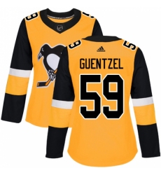 Women's Adidas Pittsburgh Penguins #59 Jake Guentzel Authentic Gold Alternate NHL Jersey