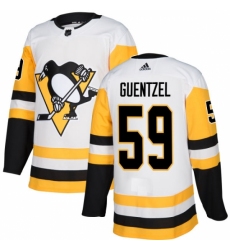 Youth Adidas Pittsburgh Penguins #59 Jake Guentzel Authentic White Away NHL Jersey