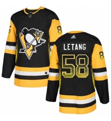 Men's Adidas Pittsburgh Penguins #58 Kris Letang Authentic Black Drift Fashion NHL Jersey