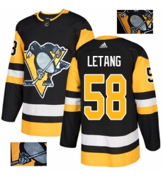 Men's Adidas Pittsburgh Penguins #58 Kris Letang Authentic Black Fashion Gold NHL Jersey