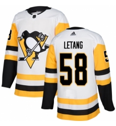 Men's Adidas Pittsburgh Penguins #58 Kris Letang Authentic White Away NHL Jersey