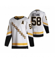 Men's Pittsburgh Penguins #58 Kris Letang White 2020-21 Reverse Retro Alternate Hockey Jersey