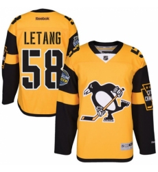 Men's Reebok Pittsburgh Penguins #58 Kris Letang Authentic Gold 2017 Stadium Series NHL Jersey