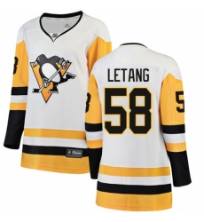 Women's Pittsburgh Penguins #58 Kris Letang Authentic White Away Fanatics Branded Breakaway NHL Jersey