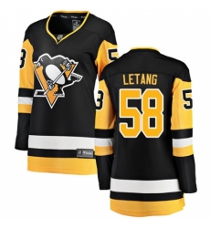Women's Pittsburgh Penguins #58 Kris Letang Fanatics Branded Black Home Breakaway NHL Jersey