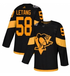 Youth Adidas Pittsburgh Penguins #58 Kris Letang Black Authentic 2019 Stadium Series Stitched NHL Jersey