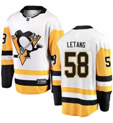 Youth Pittsburgh Penguins #58 Kris Letang Fanatics Branded White Away Breakaway NHL Jersey