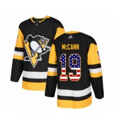 Men's Pittsburgh Penguins #19 Jared McCann Authentic Black USA Flag Fashion Hockey Jersey