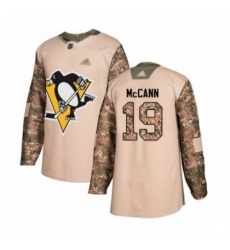 Men's Pittsburgh Penguins #19 Jared McCann Authentic Camo Veterans Day Practice Hockey Jersey
