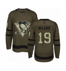 Men's Pittsburgh Penguins #19 Jared McCann Authentic Green Salute to Service Hockey Jersey