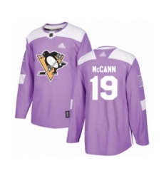 Youth Pittsburgh Penguins #19 Jared McCann Authentic Purple Fights Cancer Practice Hockey Jersey