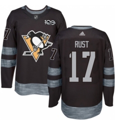 Men's Adidas Pittsburgh Penguins #17 Bryan Rust Authentic Black 1917-2017 100th Anniversary NHL Jersey