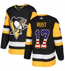 Men's Adidas Pittsburgh Penguins #17 Bryan Rust Authentic Black USA Flag Fashion NHL Jersey
