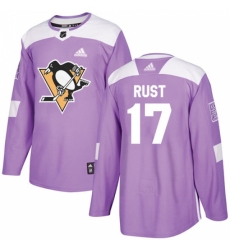 Men's Adidas Pittsburgh Penguins #17 Bryan Rust Authentic Purple Fights Cancer Practice NHL Jersey