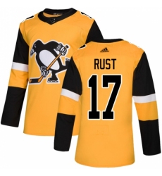 Men's Adidas Pittsburgh Penguins #17 Bryan Rust Premier Gold Alternate NHL Jersey