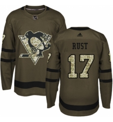 Men's Reebok Pittsburgh Penguins #17 Bryan Rust Authentic Green Salute to Service NHL Jersey