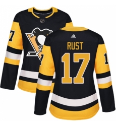 Women's Adidas Pittsburgh Penguins #17 Bryan Rust Authentic Black Home NHL Jersey