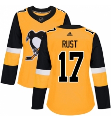 Women's Adidas Pittsburgh Penguins #17 Bryan Rust Authentic Gold Alternate NHL Jersey