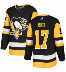 Youth Adidas Pittsburgh Penguins #17 Bryan Rust Authentic Black Home NHL Jersey