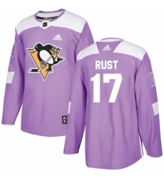 Youth Adidas Pittsburgh Penguins #17 Bryan Rust Authentic Purple Fights Cancer Practice NHL Jersey