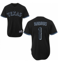 Men's Majestic Texas Rangers #1 Elvis Andrus Authentic Black Fashion MLB Jersey