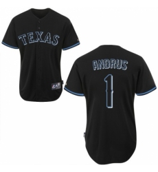 Men's Majestic Texas Rangers #1 Elvis Andrus Replica Black Fashion MLB Jersey