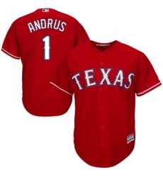 Men's Majestic Texas Rangers #1 Elvis Andrus Replica Red Alternate Cool Base MLB Jersey