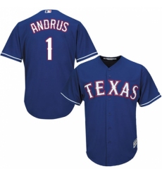 Men's Majestic Texas Rangers #1 Elvis Andrus Replica Royal Blue Alternate 2 Cool Base MLB Jersey