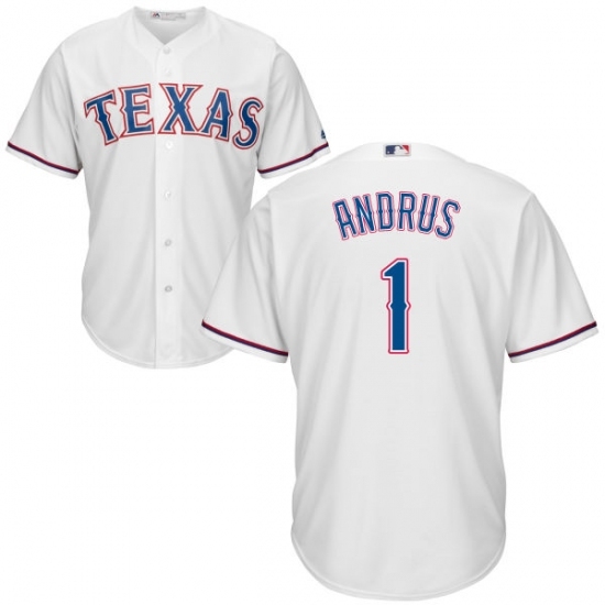 Men's Majestic Texas Rangers #1 Elvis Andrus Replica White Home Cool Base MLB Jersey Men's Majestic Texas Rangers #1 Elvis Andrus Replica White Home Cool Base MLB Jersey