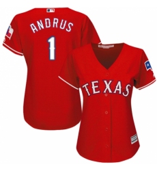 Women's Majestic Texas Rangers #1 Elvis Andrus Replica Red Alternate Cool Base MLB Jersey