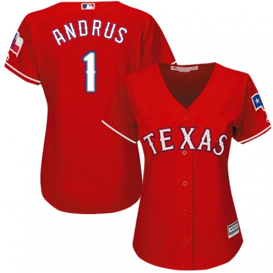 Women's Majestic Texas Rangers #1 Elvis Andrus Replica Red Alternate Cool Base MLB Jersey Women's Majestic Texas Rangers #1 Elvis Andrus Replica Red Alternate Cool Base MLB Jersey