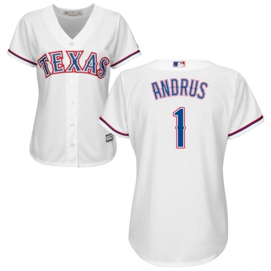 Women's Majestic Texas Rangers #1 Elvis Andrus Replica White Home Cool Base MLB Jersey Women's Majestic Texas Rangers #1 Elvis Andrus Replica White Home Cool Base MLB Jersey
