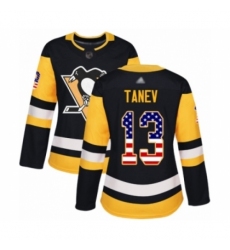 Women's Pittsburgh Penguins #13 Brandon Tanev Authentic Black USA Flag Fashion Hockey Jersey