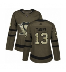 Women's Pittsburgh Penguins #13 Brandon Tanev Authentic Green Salute to Service Hockey Jersey