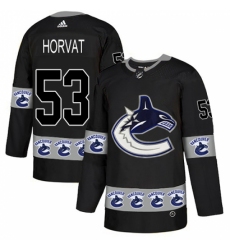 Men's Adidas Vancouver Canucks #53 Bo Horvat Authentic Black Team Logo Fashion NHL Jersey
