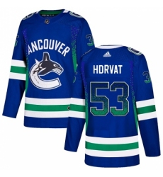 Men's Adidas Vancouver Canucks #53 Bo Horvat Authentic Blue Drift Fashion NHL Jersey