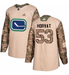 Men's Adidas Vancouver Canucks #53 Bo Horvat Authentic Camo Veterans Day Practice NHL Jersey