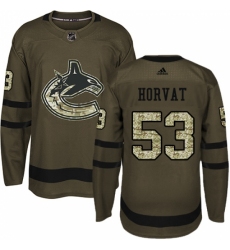 Men's Adidas Vancouver Canucks #53 Bo Horvat Premier Green Salute to Service NHL Jersey