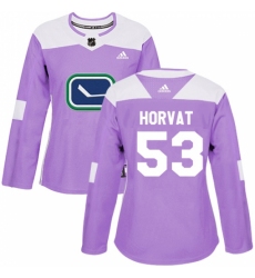 Women's Adidas Vancouver Canucks #53 Bo Horvat Authentic Purple Fights Cancer Practice NHL Jersey