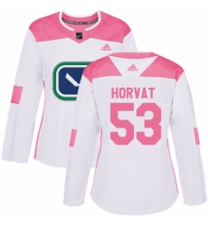 Women's Adidas Vancouver Canucks #53 Bo Horvat Authentic White/Pink Fashion NHL Jersey