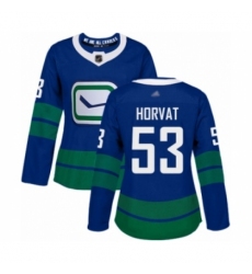 Women's Vancouver Canucks #53 Bo Horvat Authentic Royal Blue Alternate Hockey Jersey