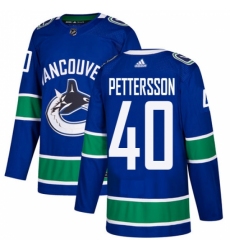 Men's Adidas Vancouver Canucks #40 Elias Pettersson Blue Home Authentic Stitched NHL Jersey