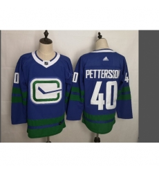 Men's Vancouver Canucks #40 Elias Pettersson Blue adidas 201920 Alternate Authentic Jersey