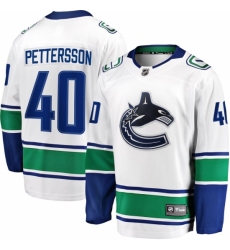 Men's Vancouver Canucks #40 Elias Pettersson Fanatics Branded White 2019-20 Away Premier Breakaway Player Jersey