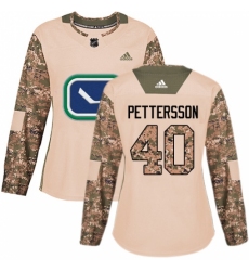Women's Adidas Vancouver Canucks #40 Elias Pettersson Camo Authentic 2017 Veterans Day Stitched NHL Jersey
