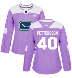 Women's Adidas Vancouver Canucks #40 Elias Pettersson Purple Authentic Fights Cancer Stitched NHL Jersey