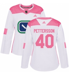 Women's Adidas Vancouver Canucks #40 Elias Pettersson White Pink Authentic Fashion Stitched NHL Jersey