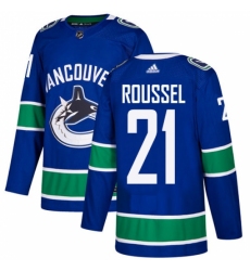 Men's Adidas Vancouver Canucks #21 Antoine Roussel Authentic Blue Home NHL Jersey