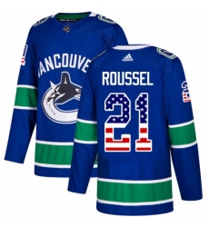 Men's Adidas Vancouver Canucks #21 Antoine Roussel Authentic Blue USA Flag Fashion NHL Jersey