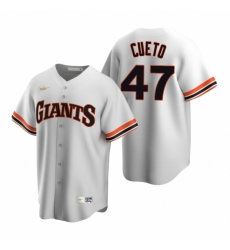 Men's Nike San Francisco Giants #47 Johnny Cueto White Cooperstown Collection Home Stitched Baseball Jersey